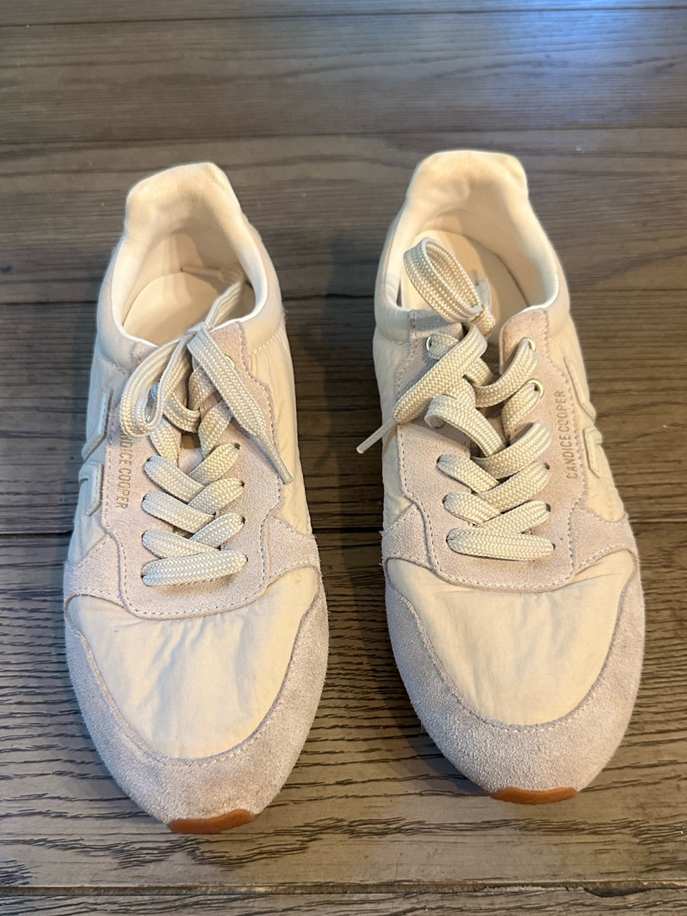 Candice Cooper Women's Beige and Cream Suede-Trim Lace-Up Sneakers